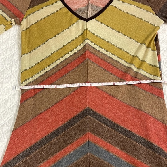 Vintage 70’s style fall chevron soft lightweight disco Bodycon dress small - Picture 10 of 12